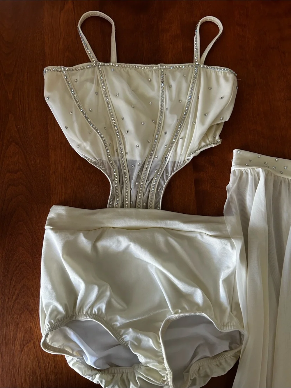 Kelle Ivory Open Hearts leotard with mesh skirt